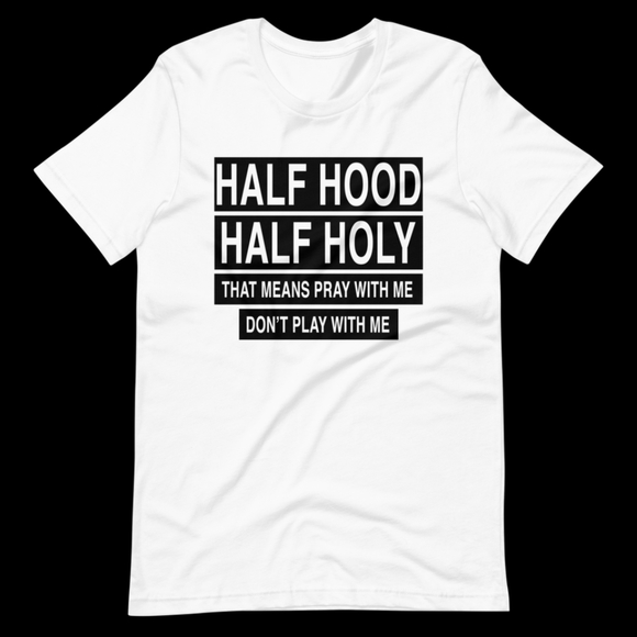 T shirt  half hood half holy - Picture 1 of 3